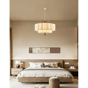 Lámpara de araña estética de la dinastía Song, redonda, de tela, de seis cabezas, E27, de bajo consumo, para sala de estar, dormitorio, comedor - Product Image 4