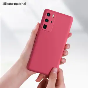 Funda de teléfono de silicona líquida para Huawei P40 Lite P30 P20 Lite Pro Mate 40 30 20 Pro con correa suave cubierta trasera de Color sólido