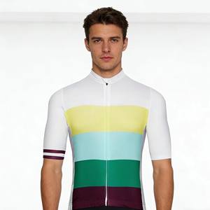 Maillot de cyclisme à manches trois quarts respirant et coupe-vent à rayures multicolores, séchage rapide, vêtements de cyclisme pour cyclistes - Product Image 3