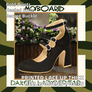 Zapatos de Tacón Grueso Antideslizantes con Cordones y Estampado Popular, Tipo Mary Jane, para Mujer, con Hebilla de Una Línea, Moda Primavera Verano Otoño, Parte Superior de PU - Product Image 2