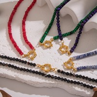 Collier Zooying en pierres naturelles colorées de 4 mm pour l'automne et l'hiver, fermoir en acier inoxydable plaqué sous vide