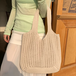 <strong>Luxury</strong> Women's High Quality Crochet Bag Hollow <strong>Out</strong> Design Casual Tote with Two Handles Large Capacity Knitted Bags for Women - Product Image 2