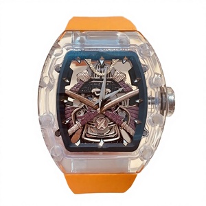 Montre mécanique de luxe sportive à bracelet en caoutchouc orange, boîtier en céramique transparente de haute qualité, cadran en cristal saphir, best-seller 2025 - Product Image 4