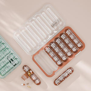 Portapillole Portatile in Plastica Impermeabile - Scatola da Viaggio a 7 Giorni con 21 e 28 Scomparti per Conservazione Mensile Mattina/Sera - Product Image 3