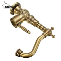 Robinet de cuisine classique traditionnel en laiton antique, à montage sur plan, avec mitigeur monocommande en céramique sculptée, pour usage hôtelier YB27