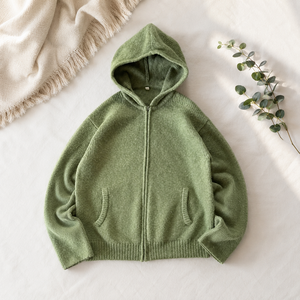Suéter de Cachemira 2026, Sudadera con Cierre para Mujer, Diseño de Doble Bolsillo, Abrigo de Punto de Color Sólido de Alta Calidad - Product Image 1