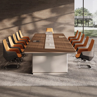 Table de conférence extensible carrée moderne haut de gamme de luxe avec chaises, design modulaire, matériau MDF, 12 places, pour école