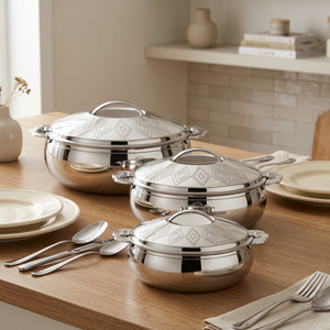 Ensemble de casseroles en acier inoxydable rondes avec couvercle, design moderne et durable, pour cuisinière à gaz et à induction, diamètre 20 cm - Product Image 5