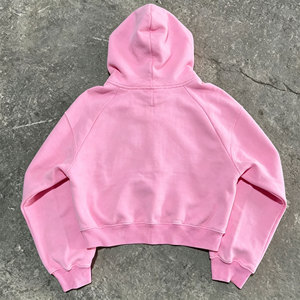 Sweat à capuche zippé personnalisé, surdimensionné, épais, en coton, avec impression DTG graphique, coupe carrée et courte - Product Image 2