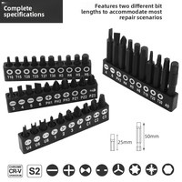Mengna – Jeu de 36 embouts de tournevis en acier au chrome-vanadium, embouts hexagonaux, Torx, plats et cruciformes, outil combiné