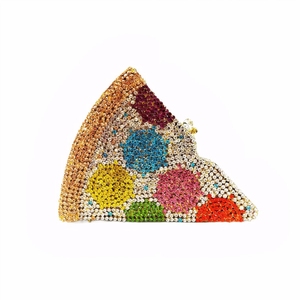 Bolso de Noche de Lujo para Mujer con Diseño de Pizza, Brillante con Pedrería, Cartera de Mano con Cadena Desmontable para Festivales, Halloween, Navidad - Product Image 2