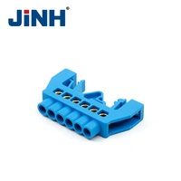 Bloc de jonction série JHS03 6P bleu/vert/blanc avec barre neutre en cuivre pour mise à la terre
