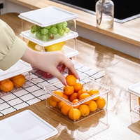 Hete Verkopende Keuken Groente Fruit Opbergdozen Stapelbare Koelkast Organizer Set Met Deksel Handvat