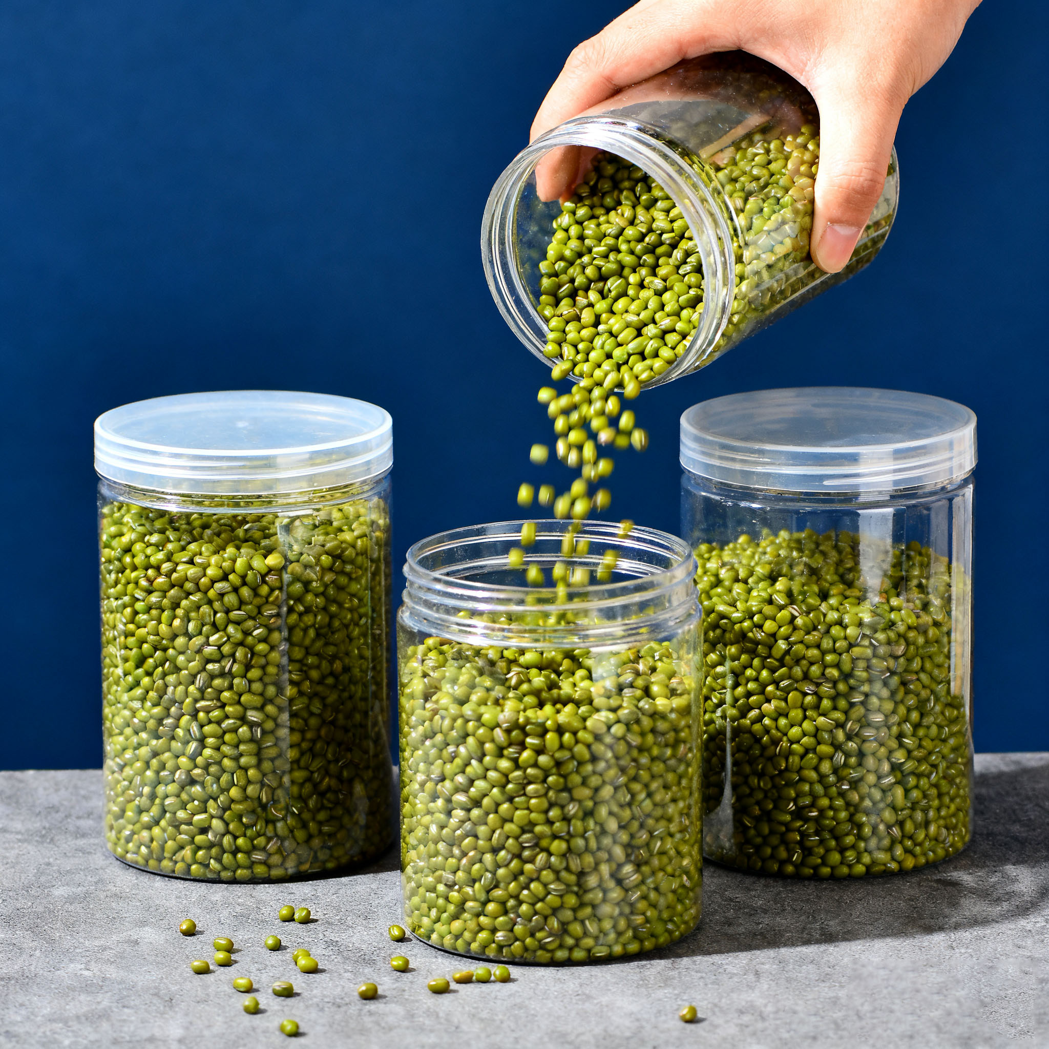 Clear Round 800ml PET Plastic Food Storage Jar for Nut Sugar Candy Cookie Storage