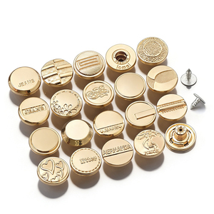 Golden Plating Jeans <b>Buttons</b> and Rivets Zamac Custom Brand Logo Pattern Jacket Metal custom <b>buttons</b> for jeans Denim - Product Image 1