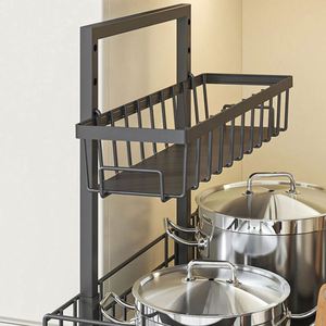 2 Tiers <b>Kitchen</b> Sliding Shelf Storage Drawer Rack <b>Pull</b> <b>Out</b> Under Cabinet Organizer Expandable Under Sink Organizer and Storage - Product Image 6