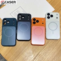 Étui de téléphone magnétique mat couleur unie avec protection d'objectif intégrée, couverture complète de l'appareil photo, coque arrière antichoc pour iPhone 11-18