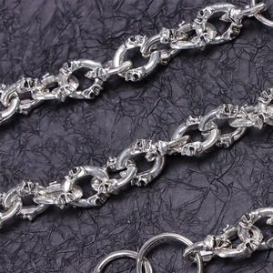 โซ่คาดเอวโลหะลายโครงกระดูก สีเงินทิเบต สไตล์ฮิปฮอป สำหรับผู้ชาย สวมใส่ได้ทุกวัน ดีไซน์แบบพันรอบเส้นเดียว - Product Image 3