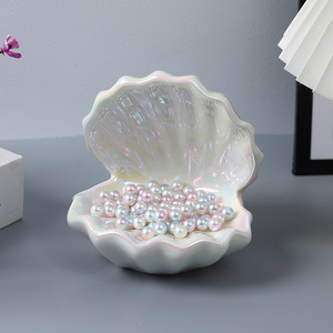 Mystic Arts Seashell Night <b>Light</b> Ceramic Desk Lamp With Led Glow For Bedroom Bedside Or Dressing Table Jewelry Storage Tray - Product Image 3