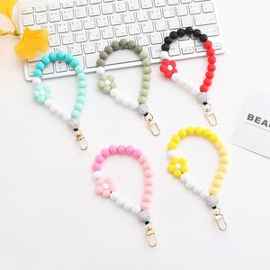 Iphone <strong>Wholesale</strong> Handmade Rubber Beaded <strong>Silicone</strong> <strong>Bead</strong> Carabiner Phone Keychain with Plastic Card - Product Image 2