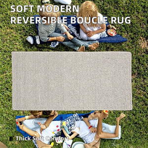 Modern Style Soft Textured Boucle Finish Medium Pile Loop Reversible Hand-Woven Cotton/Wool Blend Speckled Thick Bobble Home - Product Image 2