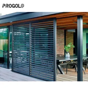 Pérgola de techo solar con persianas impermeable para exteriores moderna, vela parasol con rodillo de aleación de aluminio, listón de persiana de plantación