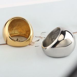 Nhẫn nữ đúc bằng thép Titan đơn giản phong cách phong cách phong cách Ins thời trang cổ điển trống nửa bóng không gỉ - Product Image 4