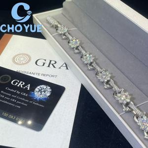Pulsera de Eslabones Cubanos de Plata de Ley 925 con Moissanita de 13 mm y Diseño Floral, Joyería de Lujo Iced Out Unisex, Pasa la Prueba del Diamante GRA - Product Image 5