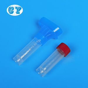Dispositivo de Recolección de Saliva Hua Chenyang de 10 ml con Embudo Azul y Tapa Roja para Muestras Orales de Laboratorio - Product Image 1
