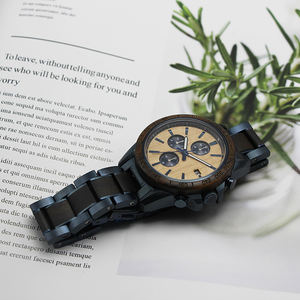 학년 신사 사용자 정의 석영 시계 일본 운동 최신 디자인 패션 대리석 얼굴 우아한 나무 케이스 - Product Image 6