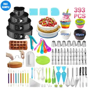 Kit de acessórios para decoração de bolos russos, kit com 393 peças, ferramentas para assadeira e pastelaria, pronto para 2024, compatível com bolos russos, 2024, atualização, estoque pronto, conjunto de acessórios