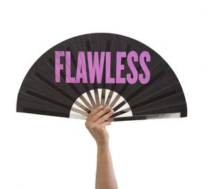 Custom Logo Printing 33cm <b>Large</b> Polyester Satin Bamboo <b>Fan</b> Traditional Folk Art Style with Carved Rainbow and Gay Pride Design - Product Image 6