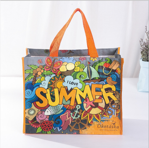 Waterproof custom pp shopping plastic woven bag eco-friendly reusable tote bag with printed logo
