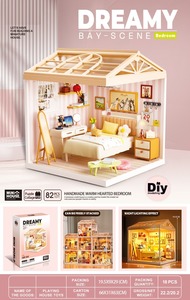 Casa de Muñecas en Miniatura de Plástico Luminoso, Hecha a Mano, Juego de Regalo Creativo y Educativo con Luces - Product Image 4