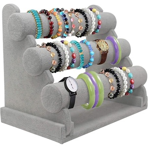schwarz weiß leder schmuck auslage regal hängend 3 lagen samt armband armreif auslage <span class=keywords><strong>stand</strong></span>