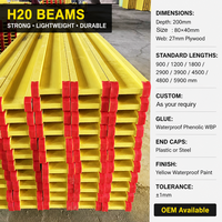 Viga de Madera H20 de 3.9m para Construcción, Vigas de Madera para Soporte de Encofrado de Hormigón