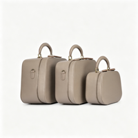 Trousse de Maquillage de Voyage Luxe en PU, Portable, avec Fermeture Éclair, Boîte Rigide et Poignée Supérieure