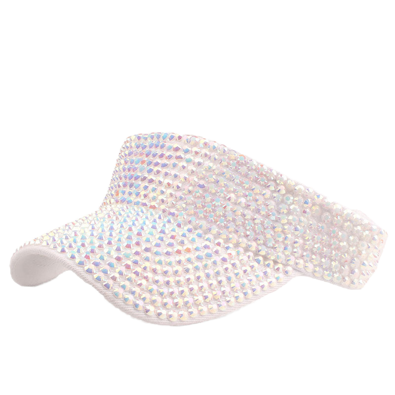 Rhinestone Embellished White Visor Bling Brim White Woven Visor - Cracker Barrel main image 3