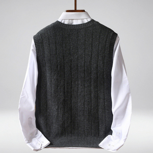 Venta al por mayor OEM logotipo personalizado de moda 100% <span class=keywords><strong>lana</strong></span> sin mangas de punto Cachemira chaleco suéter de <span class=keywords><strong>lana</strong></span> para las mujeres - Product Image 3