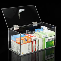 Boîte à médicaments en acrylique transparente personnalisée, boîte de rangement à double compartiment, boîte de rangement multifonctionnelle pour médicaments de bureau à domicile