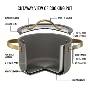 Ensemble de casseroles antiadhésives E-Top avec couvercle, ustensiles de cuisine en aluminium non toxique, <span class=keywords><strong>wok</strong></span>, marmite à soupe, ensemble de casseroles avec poignée amovible - Product Image 2
