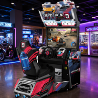 Machine de jeu de course à monnayeur, simulateur de course automobile d'arcade avec siège baquet et volant pour centre de jeux d'amusement