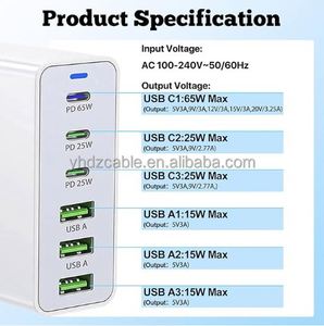 160W <b>USB</b> C Multi Port Desktop Charging Station 65W GaN Super Fast Charging <b>Socket</b> Portable Smart Phone AC Adapter - Product Image 6