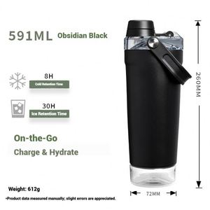 Botella Mezcladora de Acero Inoxidable Aislada a Prueba de Fugas con Base de Almacenamiento para Batidos de Proteínas para Fitness - Product Image 5