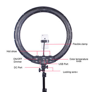 Luce ad Anello <span class=keywords><strong>Video</strong></span> da 21 Pollici per Fotografia, Illuminazione 3000-6000K <span class=keywords><strong>con</strong></span> Telecomando e Treppiede per Studio e Trucco - Product Image 2