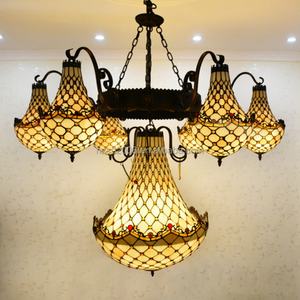 Lámpara de araña Tiffany de cristal con múltiples cabezales, estilo vintage, para hotel, restaurante, villa, colgante de lujo para edificios altos - Product Image 4
