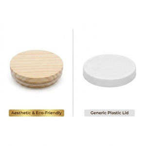 Couvercles en bois de pin Landy pour pots à bougies avec joint en silicone hermétique, couvercles d'aromathérapie pour pots en verre, remplacement, logo personnalisé - Product Image 5