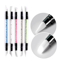 Stylo de Nail Art en Silicone à Double Tête 5 Couleurs pour Sculpture Liquide, Poudre Pailletée et Pointillage DIY