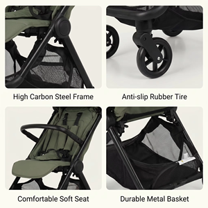 Voitures pour bébés. Poussette pour bébé avec cadre en aluminium, légère, pliage automatique, compacte, poussette légère, poussette de voyage pour bébé - Product Image 3