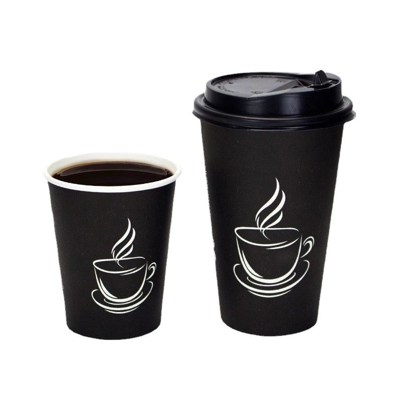 Disposable Thickened Paper Hot Drink Takeaway Packaging Milk Tea Cup with Lid 100 Count LR Brand for Coffee Tea Soup Etc.
